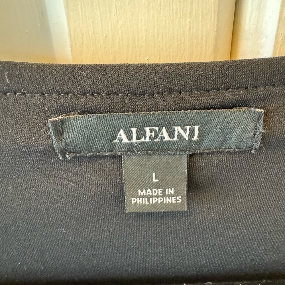 Alfani Elements Black rose gold sheer sleeve insert Floral Blouse 🌸 size L - Picture 4 of 6